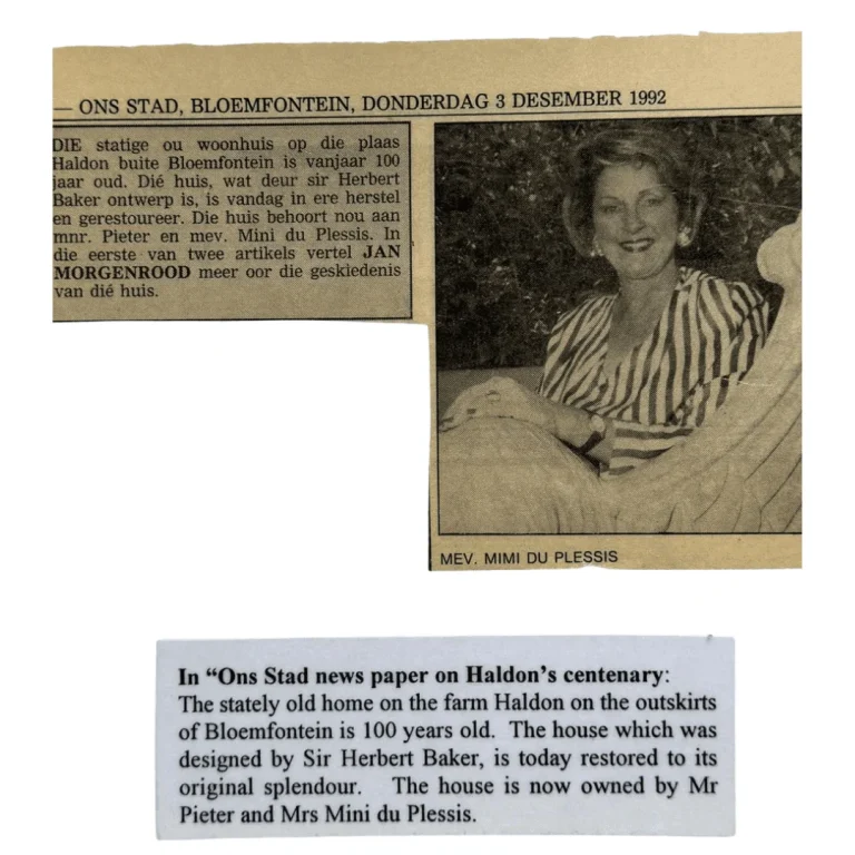 Ons Stad news paper on Haldon's centenary