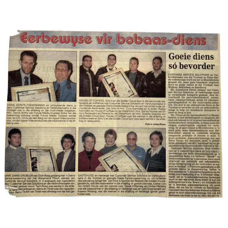 Eerbewyse vir bobaas-diens - Goeie diens só bevorder